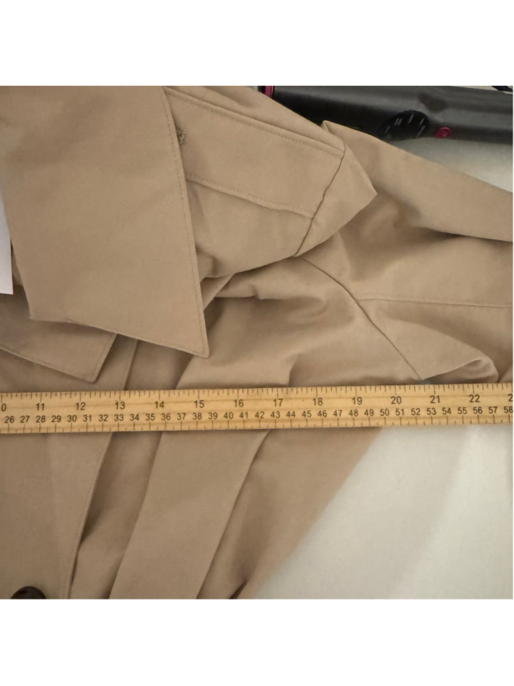 Size L The Drop Noa Beige Classic Double Breasted Lightweight Long Trench Coat - Picture 4 of 7